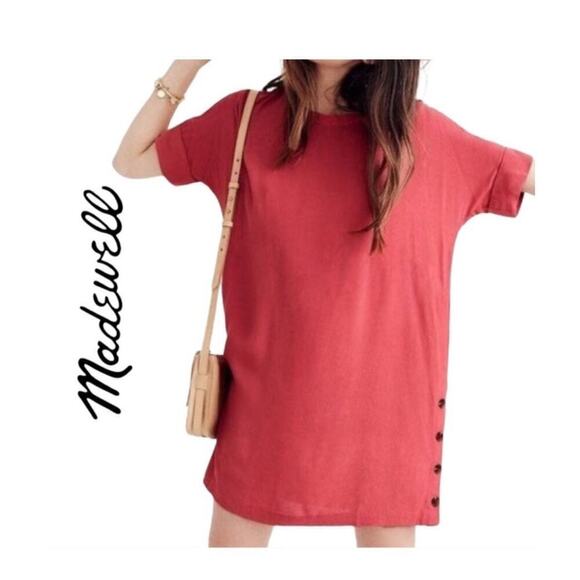 Madewell Journal Side Button Coral Pink Dress Size Small - Picture 1 of 6